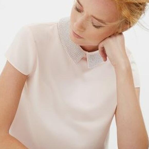 Ted Baker Pearl Collar Cap Sleeve Blouse - Picture 1 of 8